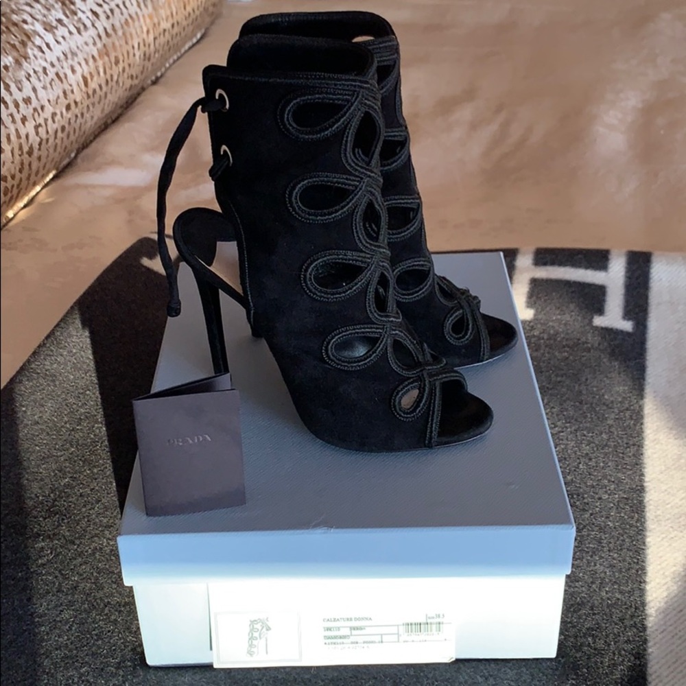 PRADA Cutout Suede Sandals